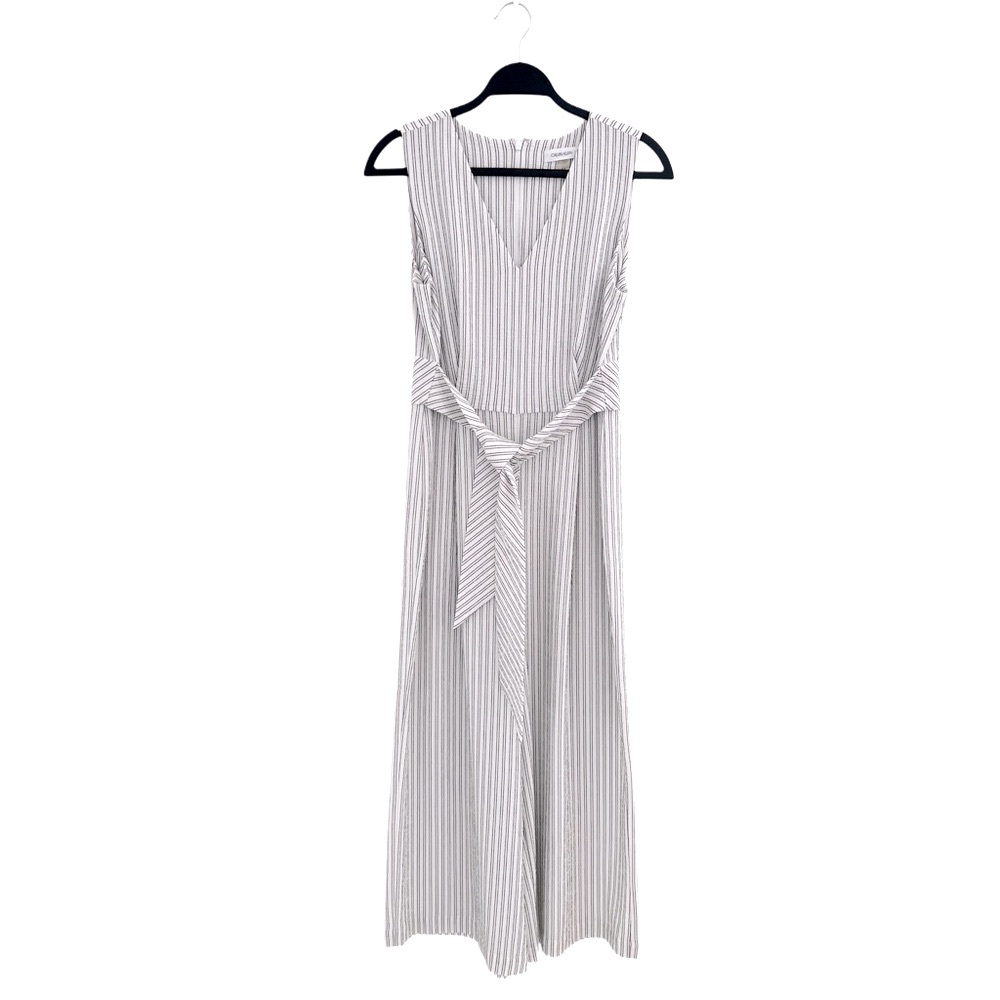 Calvin Klein White Black Striped classic Minimalist Crop wide leg jumpsuit 2 XS - Picture 3 of 9